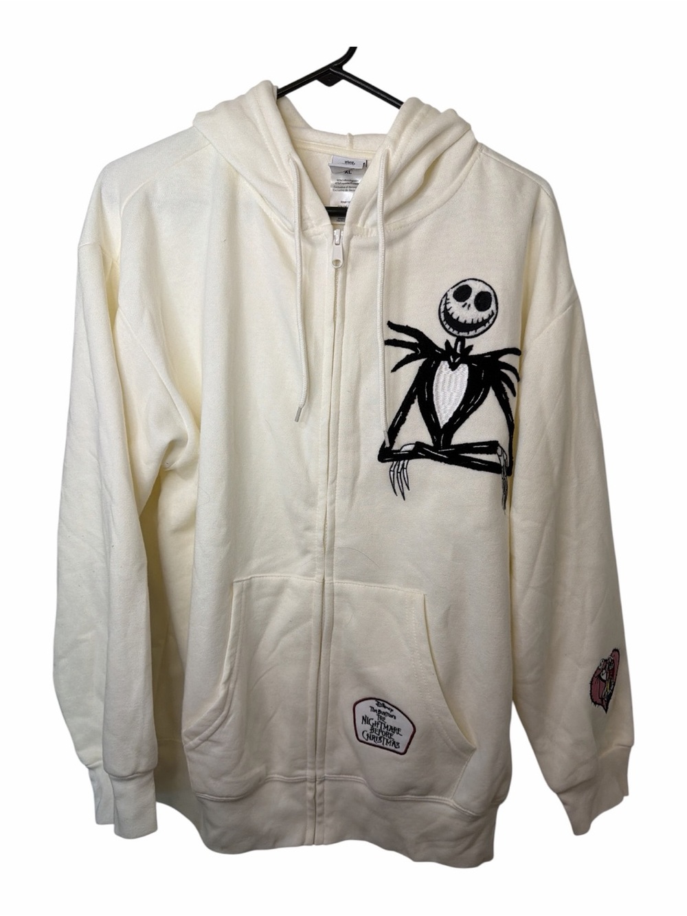 Disney The Nightmare Before Christmas Jack Skellington Cream Zip Hoodie NWOT